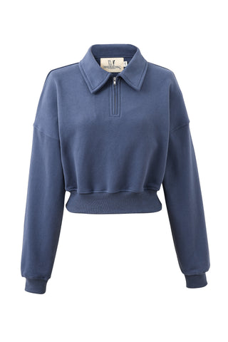 Blue Zip Polo Sweatshirt