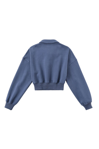 Blue Zip Polo Sweatshirt