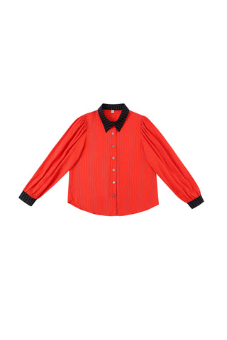 Boss Blouse Tencel Stripe Red / Black