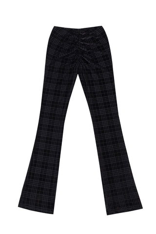 Mesh Plaid Scrunch Pants Black