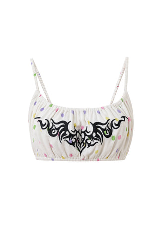 Chest Piece Soft Linen Strappy Bra Top Funfetti