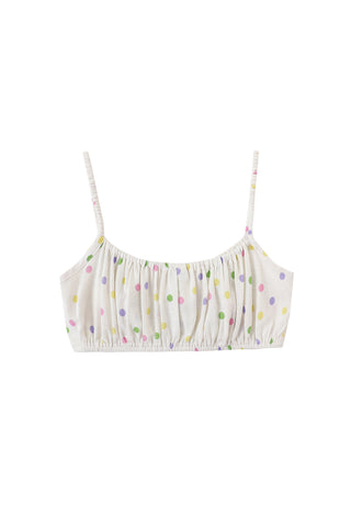 Chest Piece Soft Linen Strappy Bra Top Funfetti