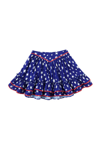 Loretta Ruffle Soft Linen Skirt Americana