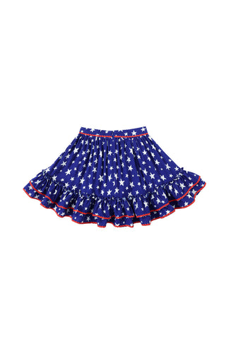 Loretta Ruffle Soft Linen Skirt Americana