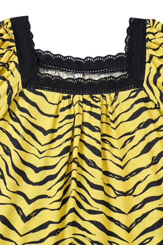 Soft Linen Lace House Dress Tiger Stripe