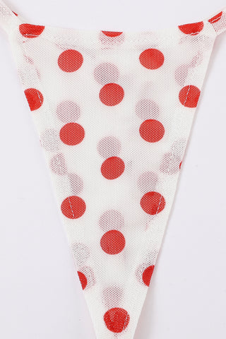 Halter Mesh Dress and Thong Set Red Polka Dot