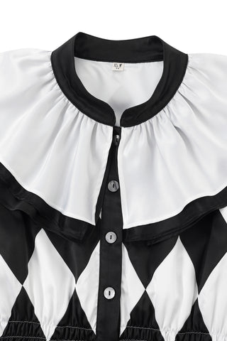 Quilted Satin Harlequin Jester Top