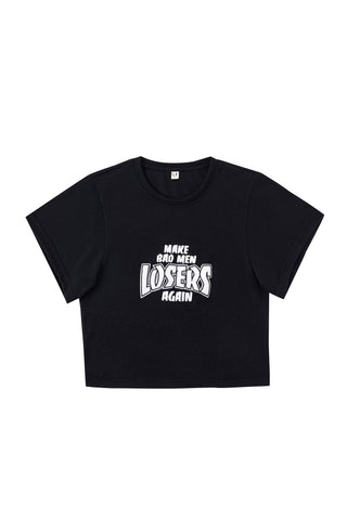 MAKE BAD MEN LOSERS AGAIN Wool Blend Tommy Tee Black