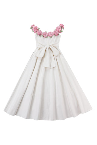 Pink Roses White Gown
