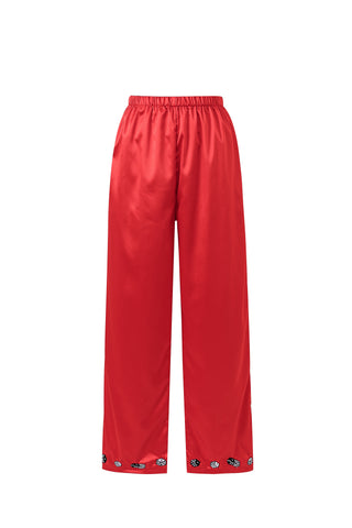 Lucky Dice Satin Lounge Pants Red