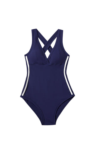 Sporty Spice Crossback One Piece Swimsuit Navy
