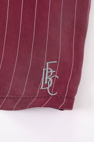 Baseball Crop Top Tencel Stripe Maroon