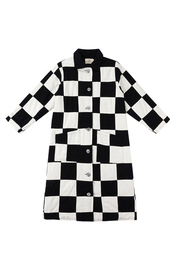 Chessboard Long Scrap Patch Jacket