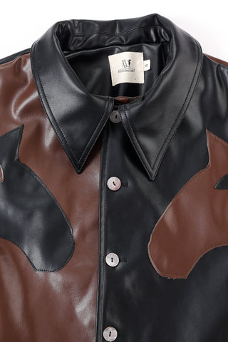 Plant Leather Dueling Horses Fringe Jacket Black/Brown