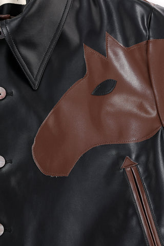 Plant Leather Dueling Horses Fringe Jacket Black/Brown