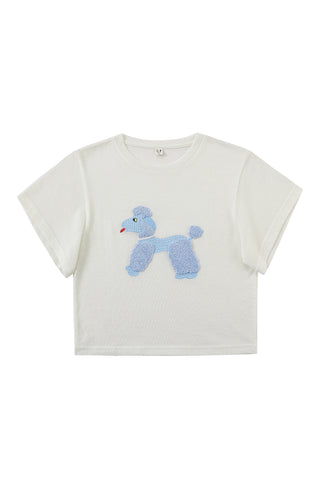 Poodle Wool Blend Tommy Tee White