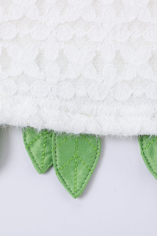 White Lace Tie Leafy Mini Skirt