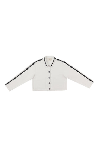 Pammy Crop Thick Linen Jacket White
