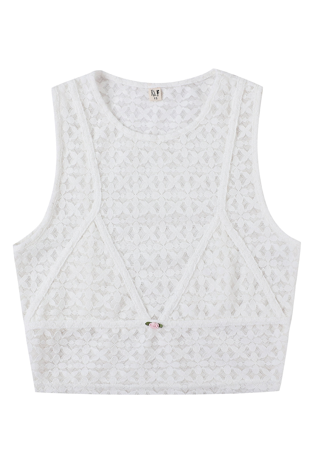 Bikini Bod White Lace Rosette Crop Tank