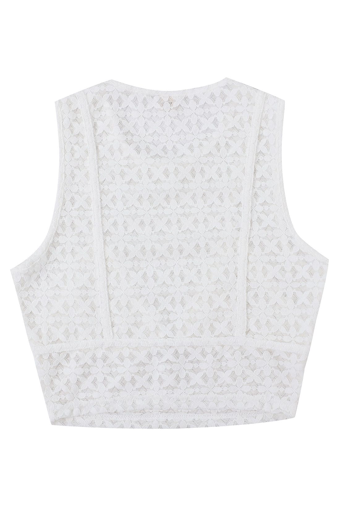 Bikini Bod White Lace Rosette Crop Tank