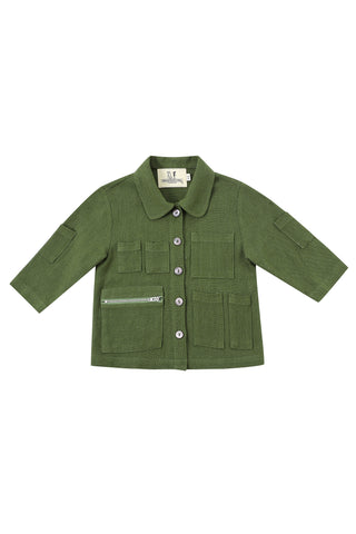 Kid's Adventure Thick Linen Jacket Moss