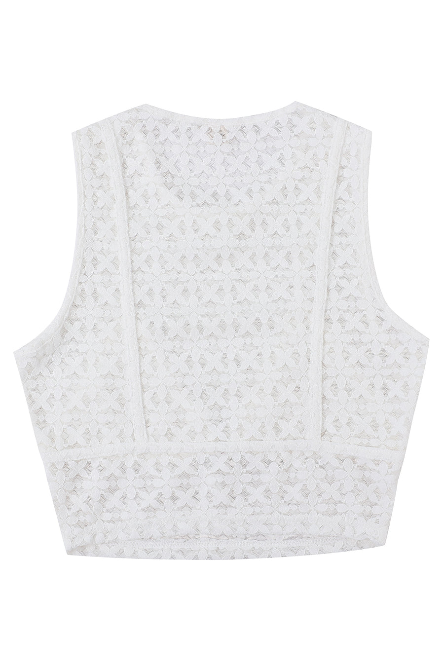 Bikini Bod White Lace Rosette Crop Tank