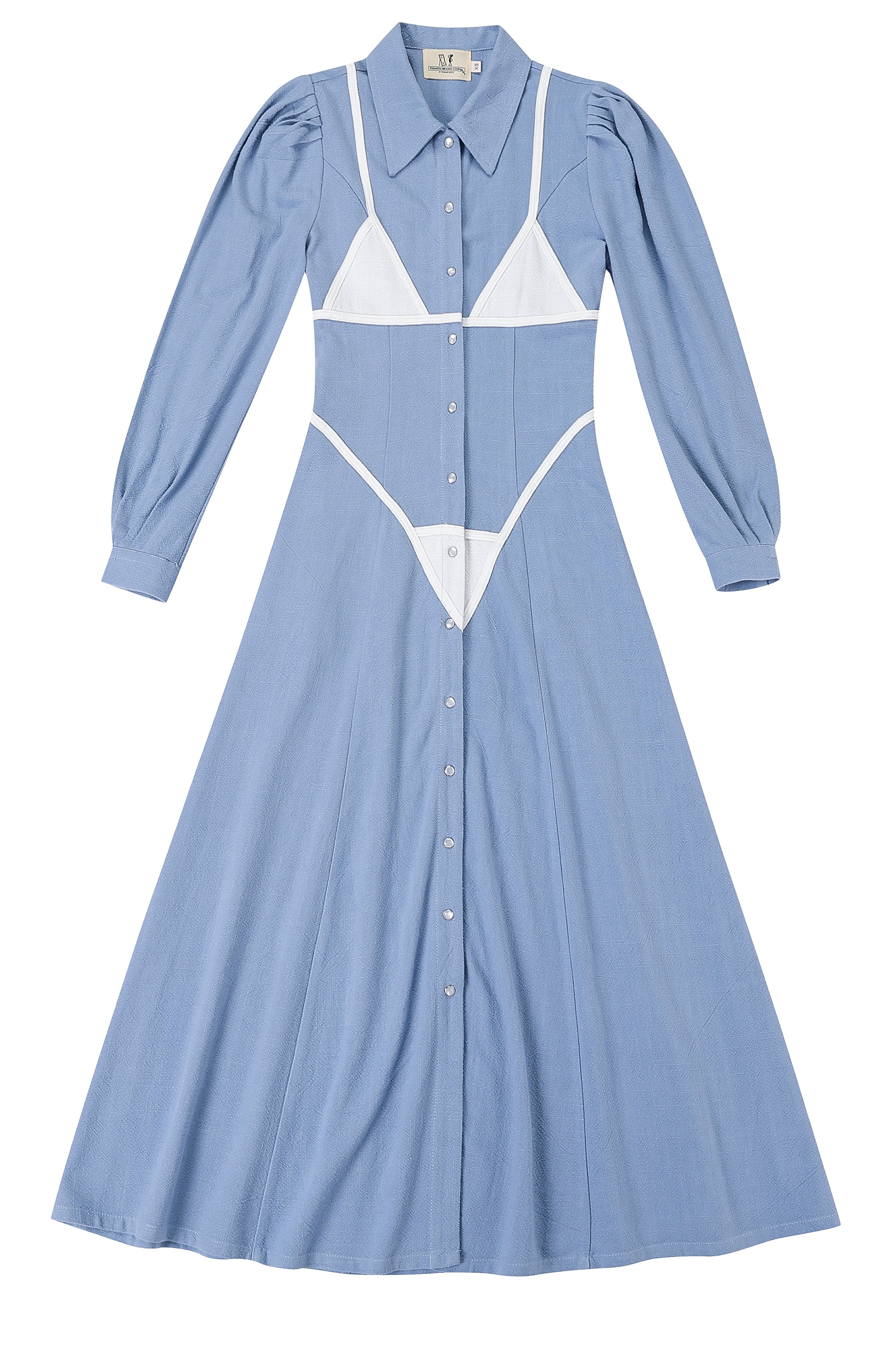 Bikini Bod Flds Dress Thick Linen Blue L / Light Blue Bikini Bod Flds Dress Thick Linen Blue L / Light Blue