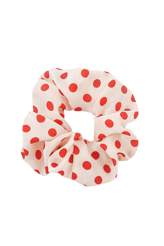 Red Polka Dot Silk Scrunchie