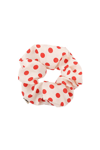 Red Polka Dot Silk Scrunchie