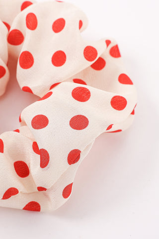 Red Polka Dot Silk Scrunchie