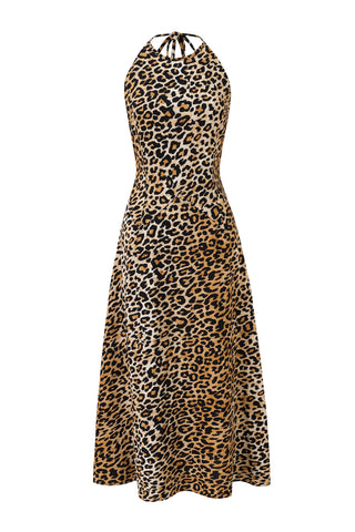 Resort Maxi Dress Soft Linen Leopard