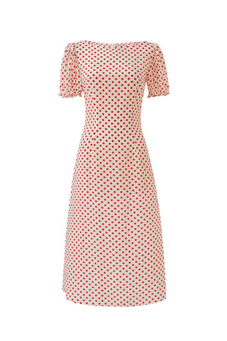 Silk Church Dress Red Polka Dot