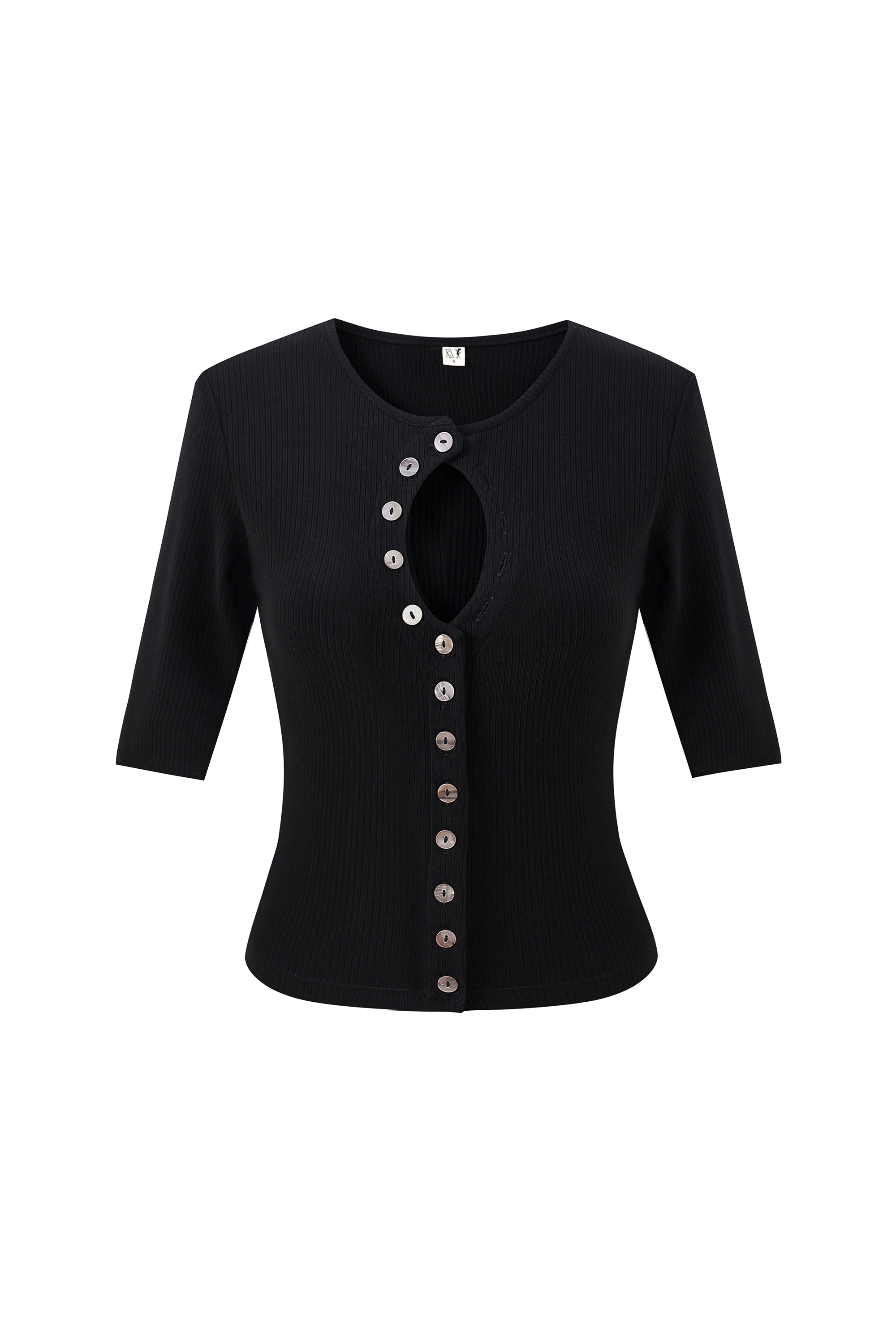 Unbuttoned Tencel Rib Half Sleeve Top Black – Fashion Brand Company