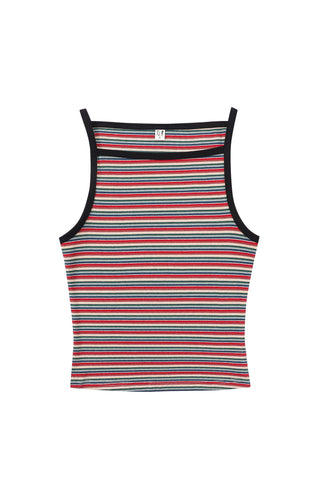 Red Stripe Cotton Square Neck Cami