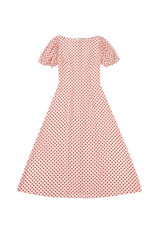 Silk Church Dress Red Polka Dot