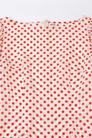 Silk Church Dress Red Polka Dot