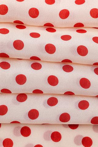 Silk Church Dress Red Polka Dot