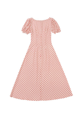 Silk Church Dress Red Polka Dot