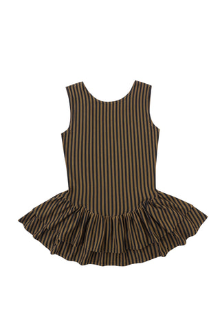 Brown Stripe Tencel/Wool Blend Mini Romper