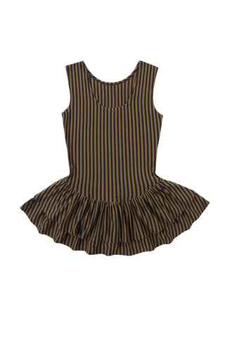 Brown Stripe Tencel/Wool Blend Mini Romper