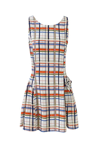 Barefoot Mini Dress Soft Linen Deck Chair Plaid