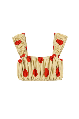 Soft Linen Cap Sleeve Bra Top Clown Dot