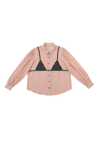 Silk Polka Dot Bikini Bod Blouse Red Polka Dot