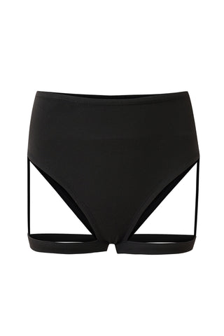 Black High Waist Garter Bikini Bottom