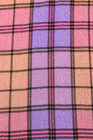 Barefoot Mini Dress Soft Linen Purple Plaid