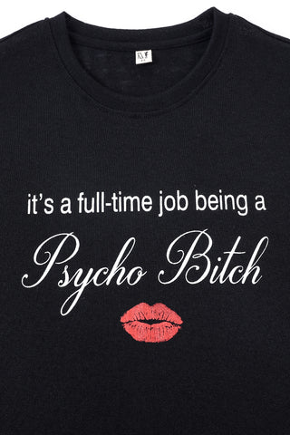 Psycho Bitch Wool Blend Baby Tee Black