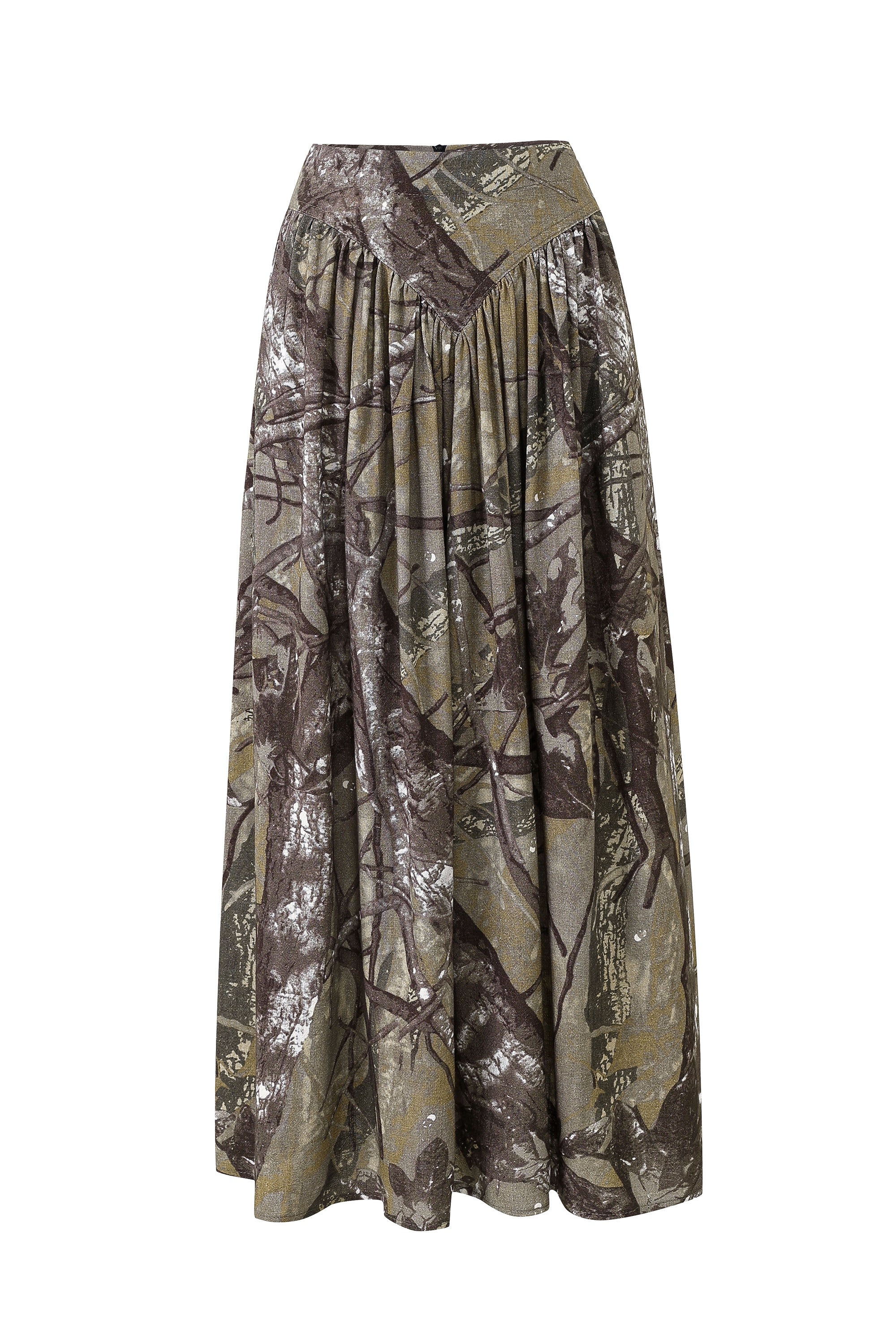 Maxi Skirt Camouflage Skirt New Look Park Skirt Soft Linen Forest