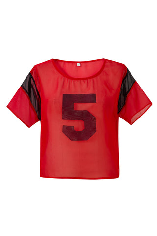 Sheer Football Tee Red/Black