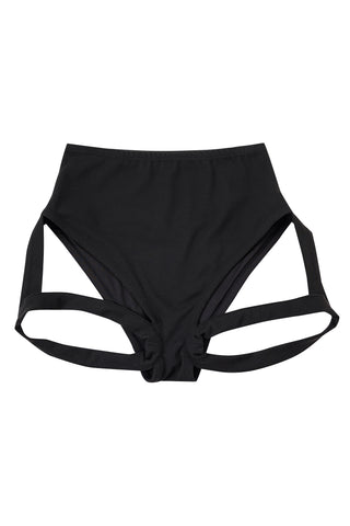 Black High Waist Garter Bikini Bottom