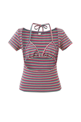 Monsanto Stripe Bikini Top Cotton Tee